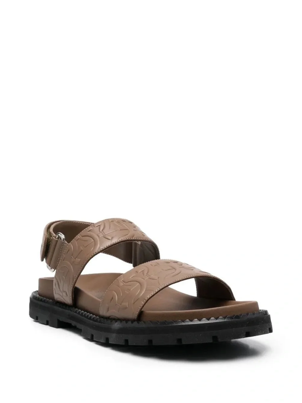 Ferragamo Notorius Leather Gancini Strap Sandals Brown Mens